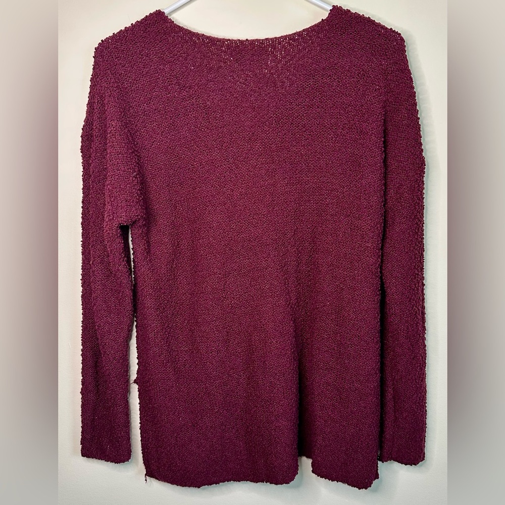 Knox Rose Textured Knit V-Neck Sweater Burgundy Wine - Medium - Picture 3 of 4